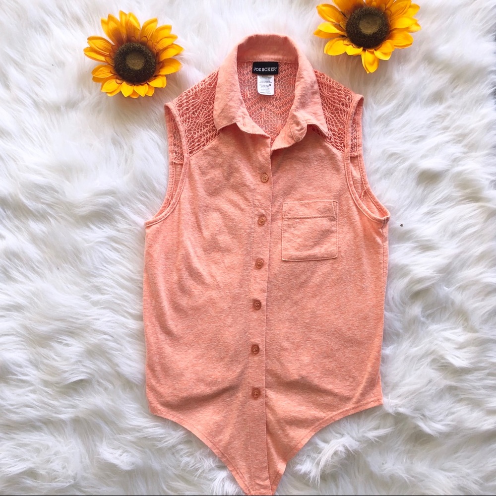 Joe Boxer Button Down Sleeveless Top